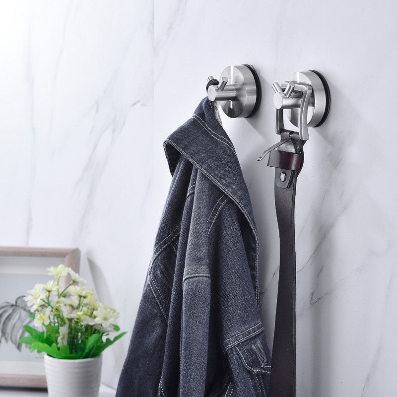 2 τμχ 5KGS Επαναχρησιμοποιήσιμος γάντζος βεντούζας από ανοξείδωτο χάλυβα κενού τοίχου γάντζοι Ρόμπα γάντζος νίκελ Αξεσουάρ κουζίνας μπάνιου σπιτιού Μαύρο