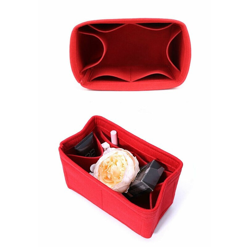 Namų laikymo krepšys Veltinis įdėtas krepšys Makiažo organizatorius Vidinė piniginė Nešiojami kosmetikos krepšeliai Sandėliavimas Raudona Sandėliukas L