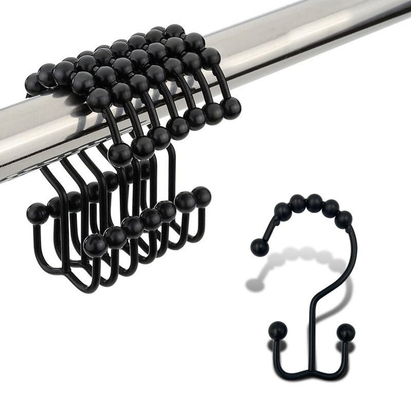 12 τεμάχια/Σετ από ανοξείδωτο χάλυβα διπλής όψης Γάντζος κουρτίνας μπάνιου Rollerball Πολυλειτουργικός γάντζος οικιακής χρήσης προμήθειες μπάνιου