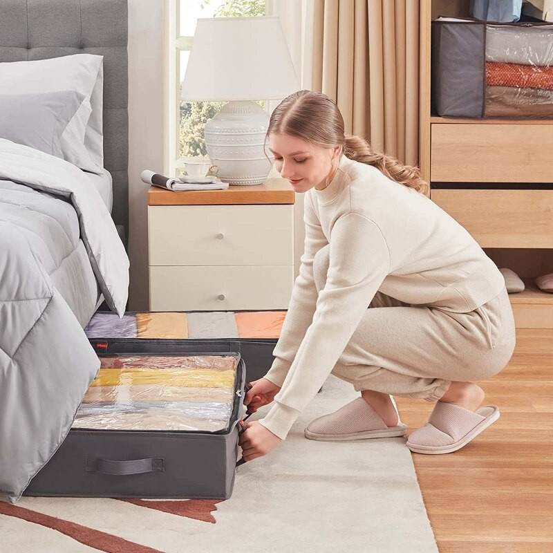 Drabužiai po lova Daiktų laikymas Dulkėms atsparus laikymo krepšys Talpykla Drabužių tvarkytuvė Sulankstomas 5 skyriai ir matomas skaidrus langas