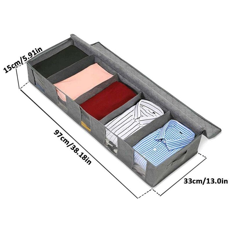 Drabužiai po lova Daiktų laikymas Dulkėms atsparus laikymo krepšys Talpykla Drabužių tvarkytuvė Sulankstomas 5 skyriai ir matomas skaidrus langas
