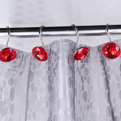 12 vnt Kibirkščiuojantys spalvingi deimantiniai dušo užuolaidų kabliukai Dekoratyviniai akriliniai dušo užuolaidų žiedai vonios kambario dušo strypams