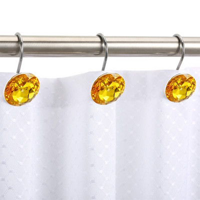 12 vnt Kibirkščiuojantys spalvingi deimantiniai dušo užuolaidų kabliukai Dekoratyviniai akriliniai dušo užuolaidų žiedai vonios kambario dušo strypams