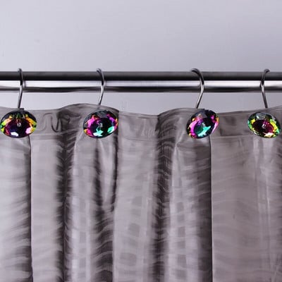 12 vnt Kibirkščiuojantys spalvingi deimantiniai dušo užuolaidų kabliukai Dekoratyviniai akriliniai dušo užuolaidų žiedai vonios kambario dušo strypams