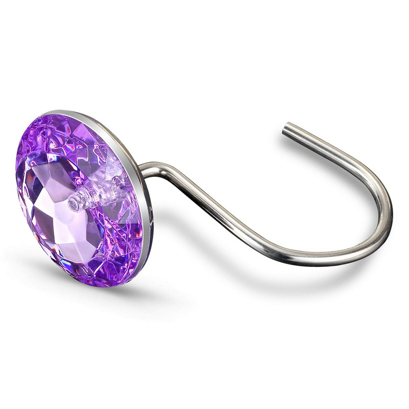 12 vnt Kibirkščiuojantys spalvingi deimantiniai dušo užuolaidų kabliukai Dekoratyviniai akriliniai dušo užuolaidų žiedai vonios kambario dušo strypams