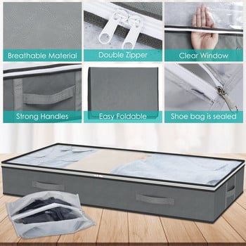 2бр. Чанта за съхранение под леглото с дръжки Голям капацитет Нетъкан сгъваем контейнер за съхранение на завивки Спално бельо