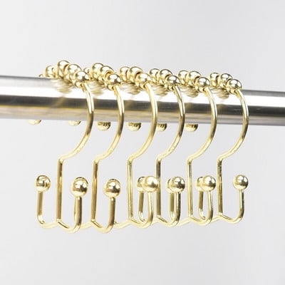 12 bucăți/lot cârlige pentru perdele de duș inele metalice cu alunecare dublă cârlige de duș pentru tije de duș perdele accesorii pentru baie