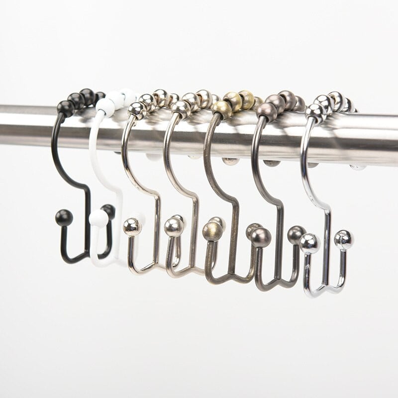 12 bucăți/lot cârlige pentru perdele de duș inele metalice cu alunecare dublă cârlige de duș pentru tije de duș perdele accesorii pentru baie