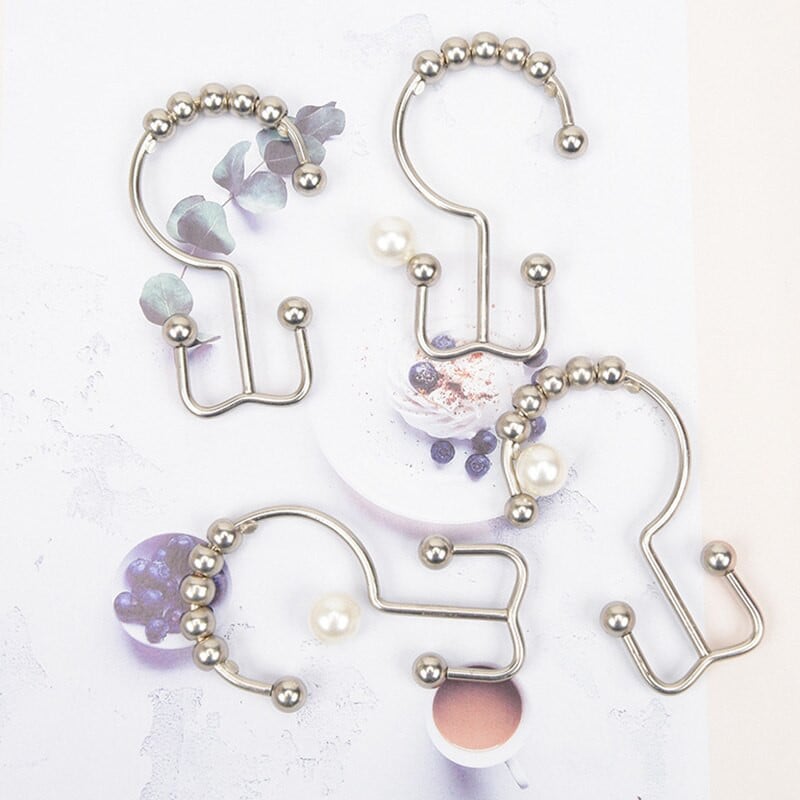 12 bucăți/lot cârlige pentru perdele de duș inele metalice cu alunecare dublă cârlige de duș pentru tije de duș perdele accesorii pentru baie