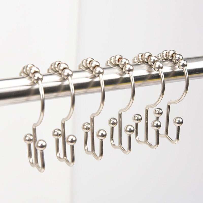 12 bucăți/lot cârlige pentru perdele de duș inele metalice cu alunecare dublă cârlige de duș pentru tije de duș perdele accesorii pentru baie