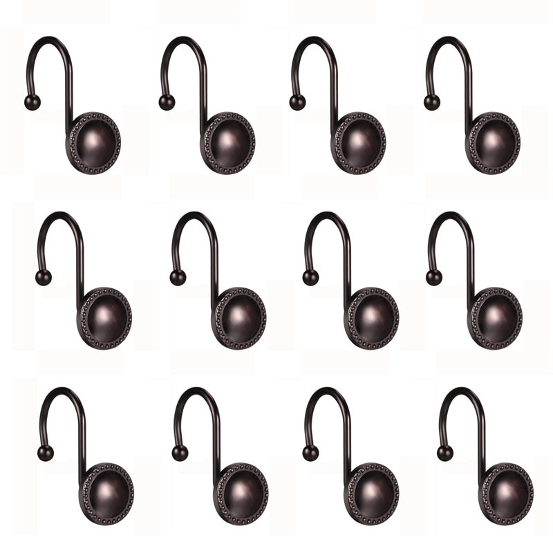 ABZS Γάντζοι κουρτίνας μπάνιου Διακοσμητικοί γάντζοι κουρτινών ντους Δαχτυλίδια 12 τμχ Σκουριαστικοί γάντζοι ντους για κουρτίνες μπάνιου Ράβδοι