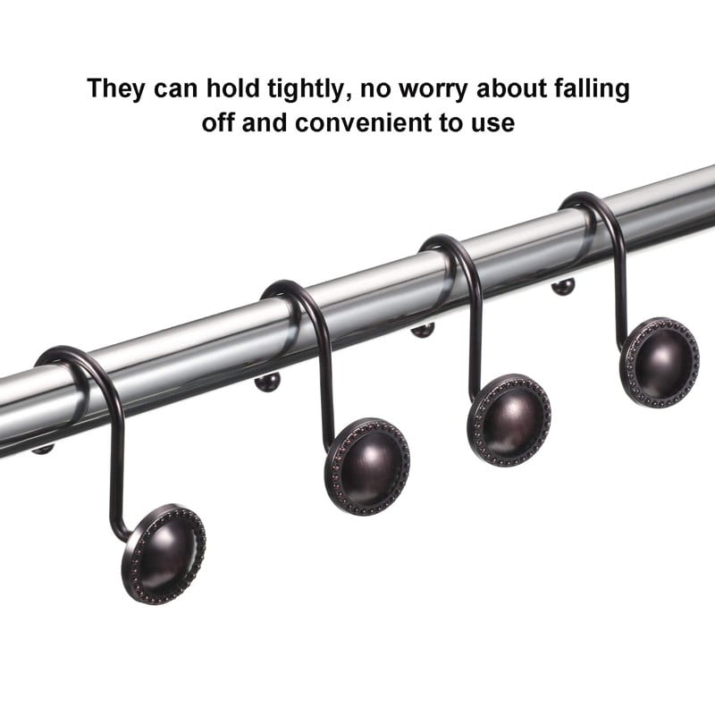 ABZS Γάντζοι κουρτίνας μπάνιου Διακοσμητικοί γάντζοι κουρτινών ντους Δαχτυλίδια 12 τμχ Σκουριαστικοί γάντζοι ντους για κουρτίνες μπάνιου Ράβδοι
