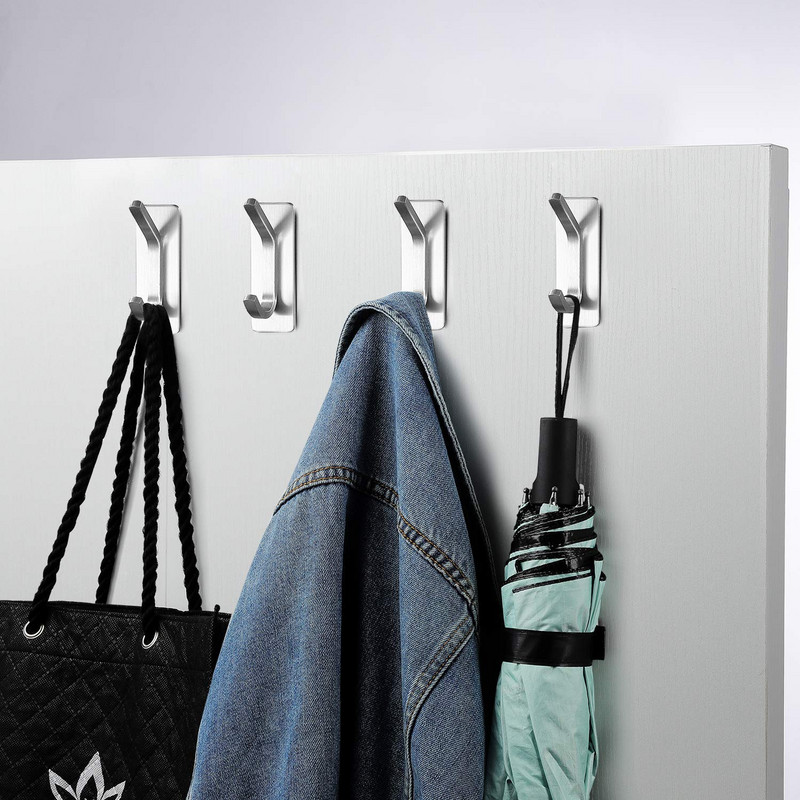 4 pakuotės Lipnus kabliukas Sieniniai kabliukai Rankšluosčių kabliukai vonios kambariui Nerūdijančio plieno kabliukai Nerūdijantis stovo kabykla virtuvės įrangai