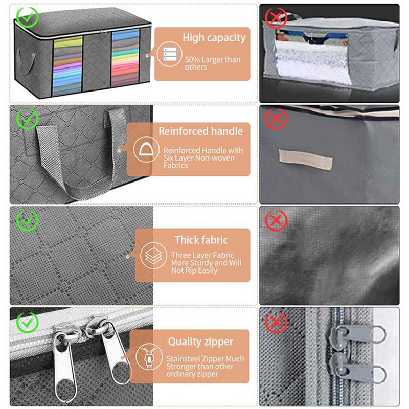Sulankstomas drabužių laikymo krepšys Neaustinė apdailos dėžutė Antklodė, atspari dulkėms spintelė su skyriumi, laikymo priemone Namų laikymo reikmenys
