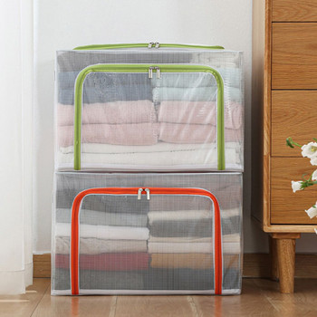 Многофункционална найлонова поставка за гардероб Прозрачна визуална кутия за съхранение на дрехи Прост органайзер за домакински дрехи