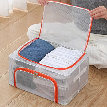 Многофункционална найлонова поставка за гардероб Прозрачна визуална кутия за съхранение на дрехи Прост органайзер за домакински дрехи