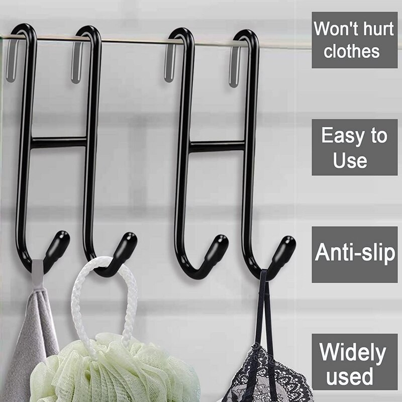 Nerūdijančio plieno dušo kabliukai virš berėmių stiklinių durų kabyklos, skirtos vonios rankšluosčių kabliui, chalato kabyklos valytuvo skustuvo laikiklis