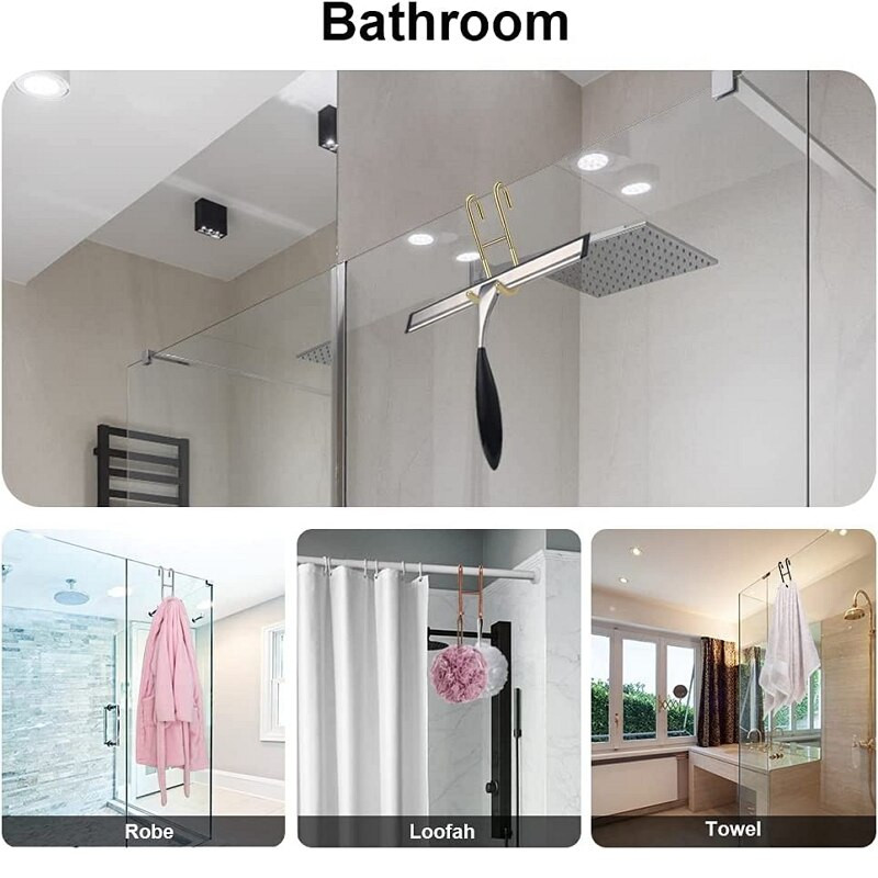 Nerūdijančio plieno dušo kabliukai virš berėmių stiklinių durų kabyklos, skirtos vonios rankšluosčių kabliui, chalato kabyklos valytuvo skustuvo laikiklis