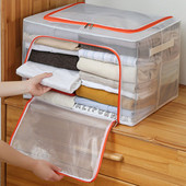 Acélvázas tárolódoboz Többfunkciós gardrób tároló állvány átlátszó vizuális nejlon tárolódoboz Ruhaszervező Háztartási kellékek
