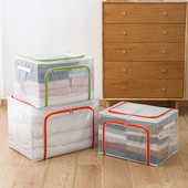 Többfunkciós nejlon tárolódoboz háztartási átlátszó oldalajtós összecsukható tárolódoboz, ruházati tárolódoboz