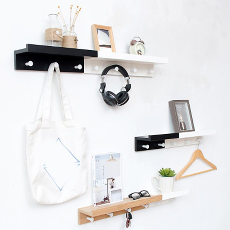 Adeziv din bambus natural Cârlig din oțel inoxidabil Geanta pentru haine pentru căști Umeraș pentru chei Bucătărie Ușă baie Prosop Raft rezistent la rugină