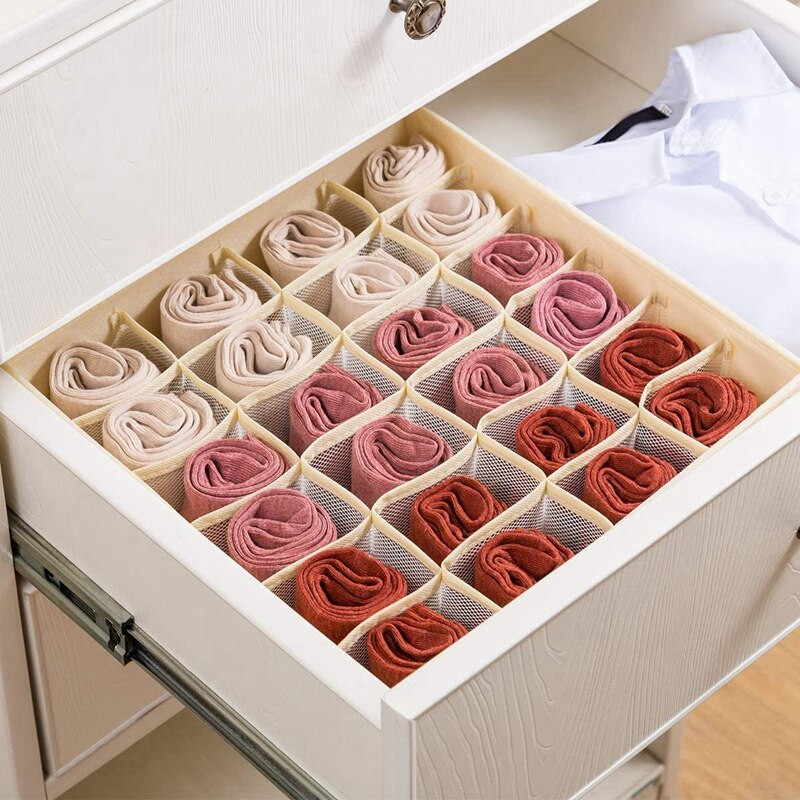 Promovare! Pachet de 3 șosete despărțitor pentru sertar pentru lenjerie de corp, cutii de depozitare pentru dulap pliabil cu 24 de celule