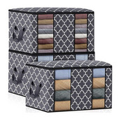 Чанта за съхранение на дрехи (3 бр./100 литра) голям капацитет с подсилена дръжка и прозрачен прозорец