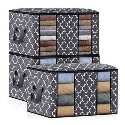 Чанта за съхранение на дрехи (3 бр./100 литра) голям капацитет с подсилена дръжка и прозрачен прозорец