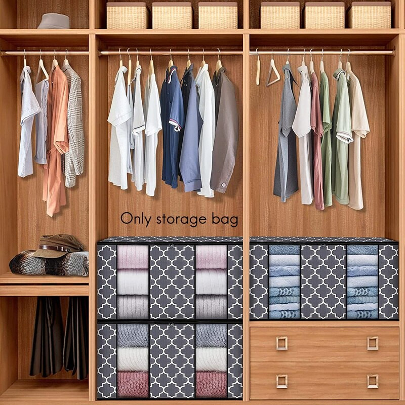 Чанта за съхранение на дрехи (3 бр./100 литра) голям капацитет с подсилена дръжка и прозрачен прозорец