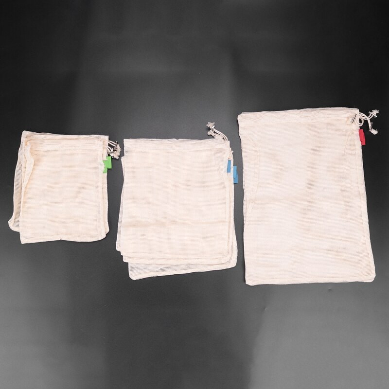 Vreće za višekratnu upotrebu, mrežaste vrećice za povrće od organskog pamuka, perive, izdržljive vrećice za pakiranje s uzicom, za Stora