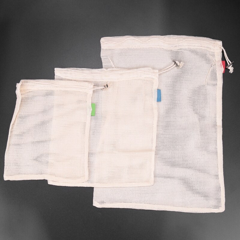 Vreće za višekratnu upotrebu, mrežaste vrećice za povrće od organskog pamuka, perive, izdržljive vrećice za pakiranje s uzicom, za Stora