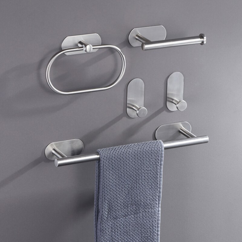 Vannas istabas dvieļu stienis 304 Nerūsējošā tērauda dvieļu plaukts dvieļu gredzenu sliede tualetes papīra turētājs mēteļu pakaramais Vannas istabas aparatūras piederumi