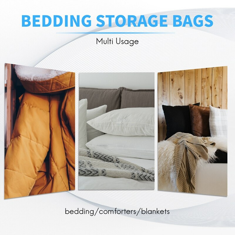 Pungi de depozitare extra mari de 105 litri, pachet de 2 organizatori, țesătură de in, rezistentă la umiditate, geantă de transport, geantă de haine pentru lenjerie de pat, C