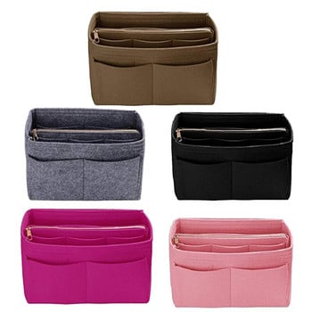 Home Storage Bag Organizer Τσάντα Felt Insert Bag Organizer Μακιγιάζ Εσωτερικό πορτοφόλι Φορητές τσάντες καλλυντικών Storage Tote L