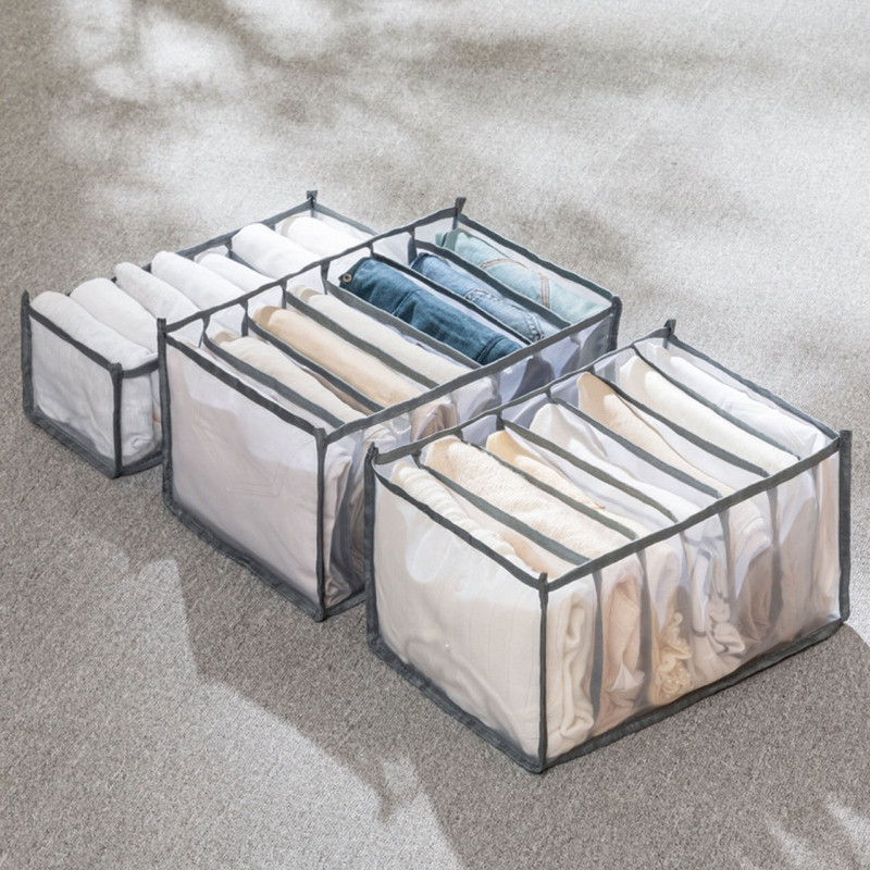 4/7Grids Džinsų skyrius Sandėliavimo dėžutė Spinta Drabužių spinta Drabužių stalčius Tinklo atskyrimas Organizatoriaus dėžutės Sukraunamos kelnės laikymo krepšys