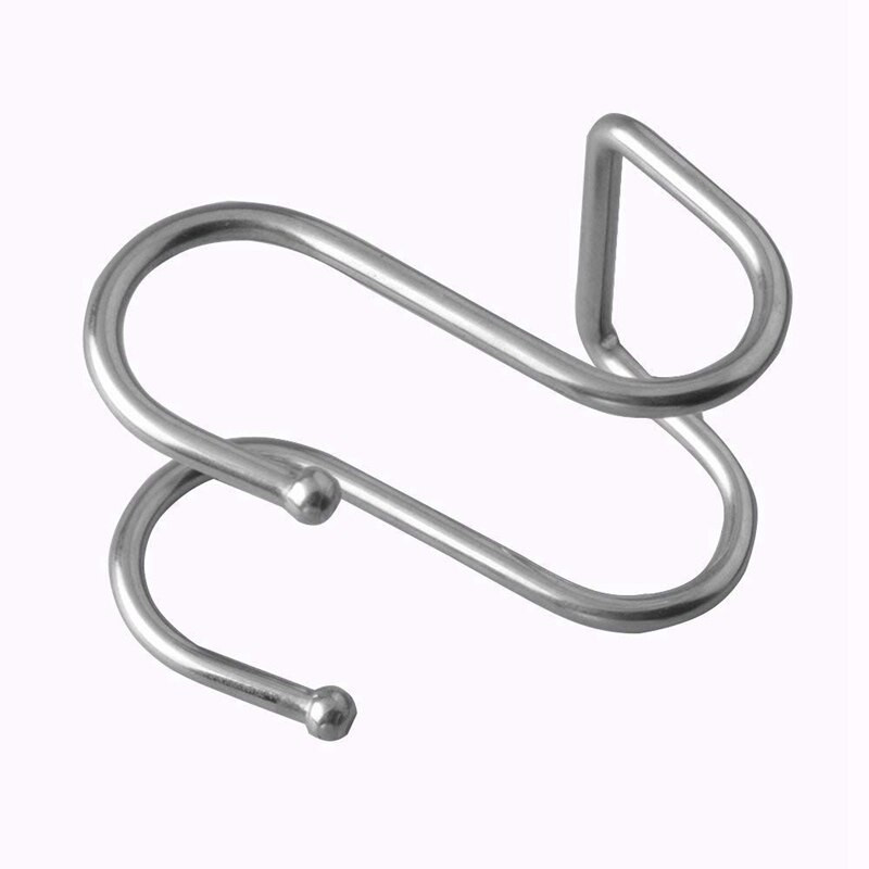 12 vnt S nerūdijančio plieno pakabos kabliukai virtuvės indams arba mėsinei mėsai – 10 vnt 8,1 x 5 cm ir 2 vnt 7,3 cm x 5 cm