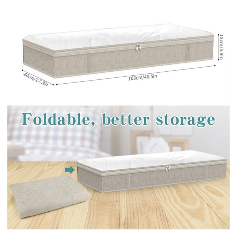 2 csomag összecsukható ágy alatti táskák nagy ágy alatti tárolódobozok vastag, légáteresztő ágy alatti tárolótáskák otthoni cipzáras rendszerezők