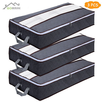 GoMaihe 3/4 vienetų komplektas, sulankstomas antklodės drabužių laikymo krepšys spintos organizatorius žaislas, atsparus dulkėms antklodė spinta spintos laikymo krepšio laikymo dėžutė