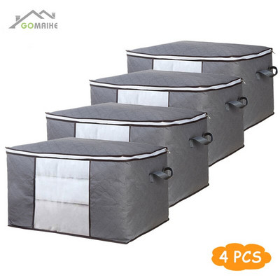 GoMaihe 3/4 részes összecsukható paplan ruhatároló táska szekrény tároló doboz szervező játék tároló táska porálló paplan szekrény mentes