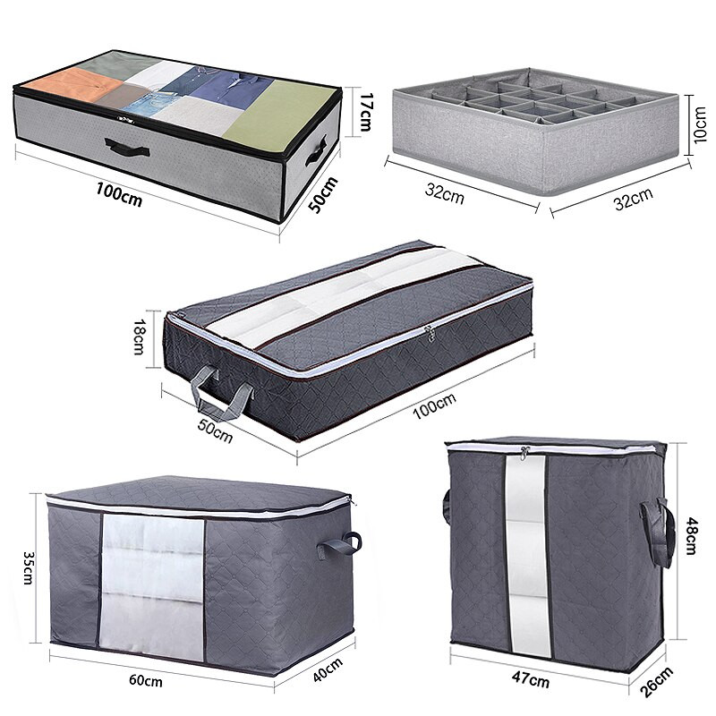 GoMaihe 3/4 részes összecsukható paplan ruhatároló táska szekrény tároló doboz szervező játék tároló táska porálló paplan szekrény mentes
