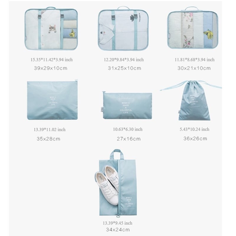 Aukštos kokybės 7 vnt./komplektas Pakavimo kubas lagaminui 2020 Kelionių organizatorius Krepšys Moteriški Vyriški batai Drabužiai Bagažo kelioniniai krepšiai