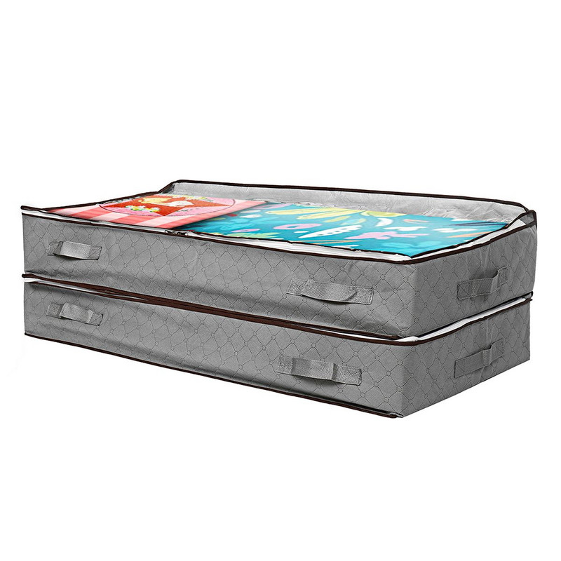 2/1 vnt sulankstomas antklodės drabužių laikymo krepšys po lova.