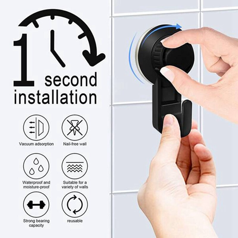 4 pakuotės vakuuminio siurbimo puodelio kabliukai, galingi siurbimo puodelio rankšluosčių kabliukai, skirti lango stiklui Vonios kambarys Virtuvė Vonios Kambarys Dušas