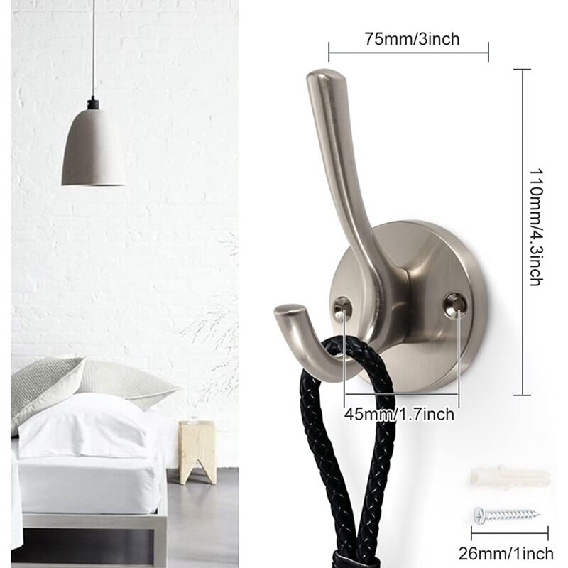 Kabátakasztók 2 csomag fürdőszobai akasztók fali köntös akasztókhoz Dekoratív fém szekrényakasztók kabátok és kalapakasztókhoz