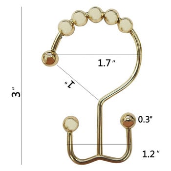 Комплект куки за халки за завеси за душ от 24, устойчиви на ръжда ролки от неръждаема стомана с двойна плъзгаща се ролка с осем куки за завеси за баня Златно