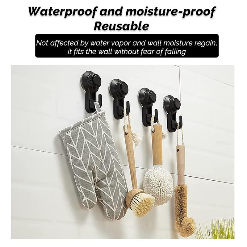 Pachet de 4 cârlige pentru ventuză cu vid, cârlige puternice pentru prosoape cu ventuză pentru fereastră, baie, bucătărie, baie, duș