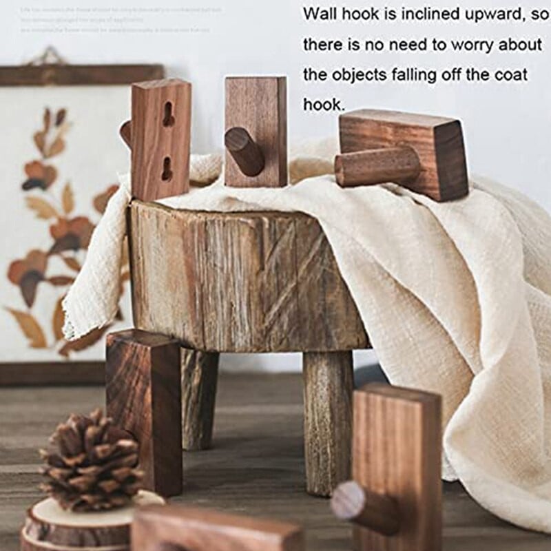 Mediniai sieniniai kabliukai, 3 pakuotės natūralūs mediniai apsiausto kabliukai, tvirtinami prie sienos, mediniai kabliukai, rankdarbių skrybėlių kabykla