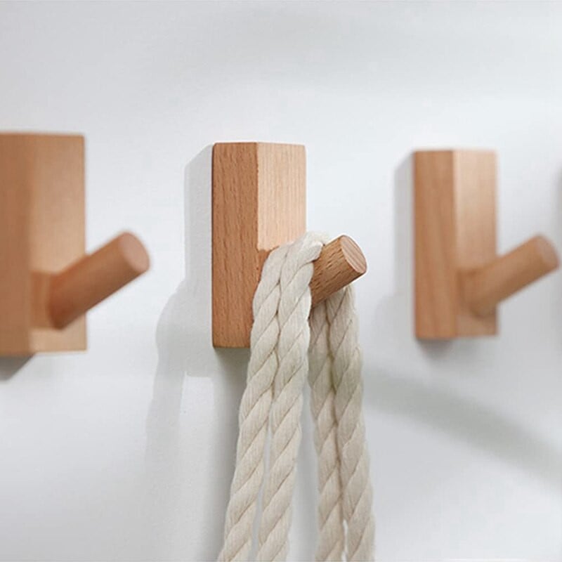 Mediniai sieniniai kabliukai, 3 pakuotės natūralūs mediniai apsiausto kabliukai, tvirtinami prie sienos, mediniai kabliukai, rankdarbių skrybėlių kabykla