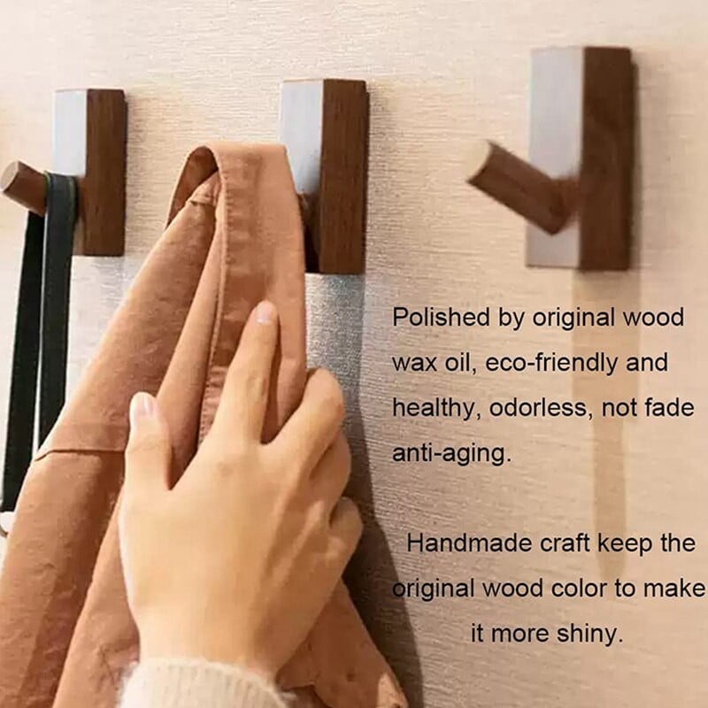 Mediniai sieniniai kabliukai, 3 pakuotės natūralūs mediniai apsiausto kabliukai, tvirtinami prie sienos, mediniai kabliukai, rankdarbių skrybėlių kabykla