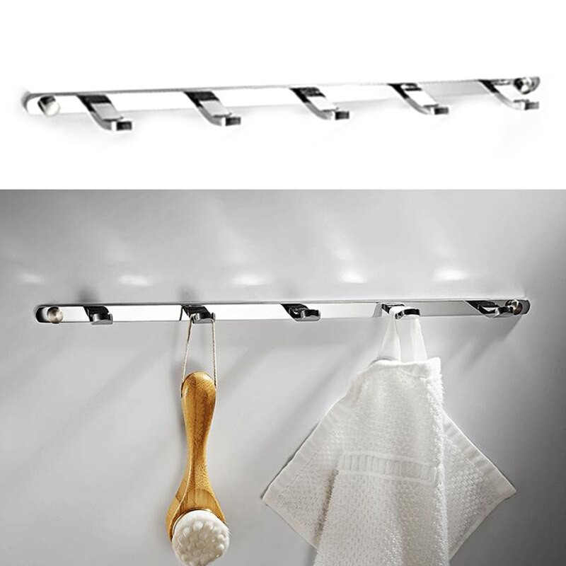 Kabliukas chalatui su 5 kabliukais, žalvarinis sieninis kablys, sieninis durų kablys, galinis kabliukas, vonios kambarys, rankšluosčių kablys